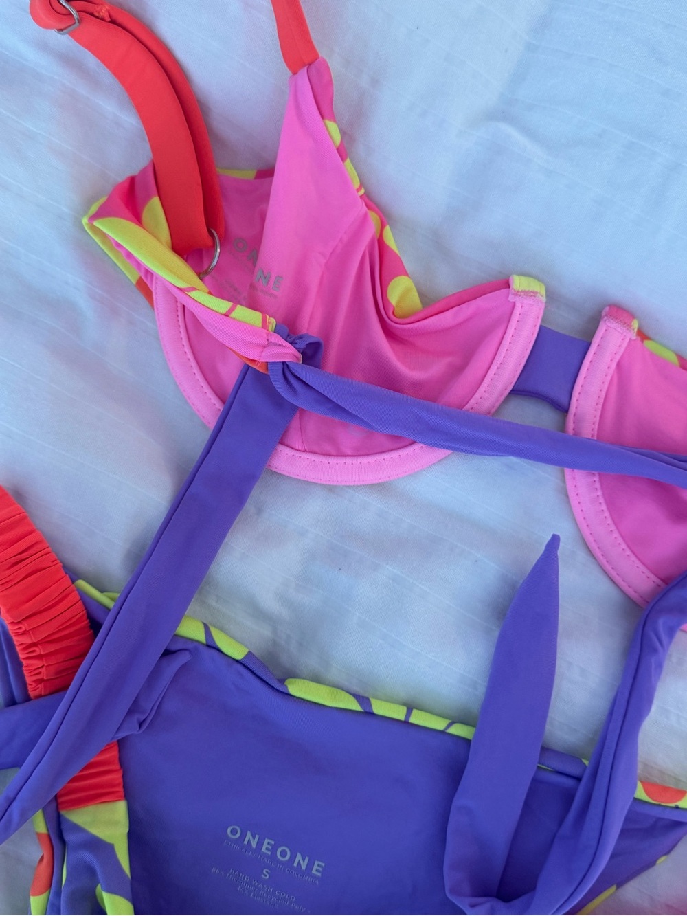 Floral Underwire Bikini Set in Pink, Purple & Yellow - Picture 4 of 4